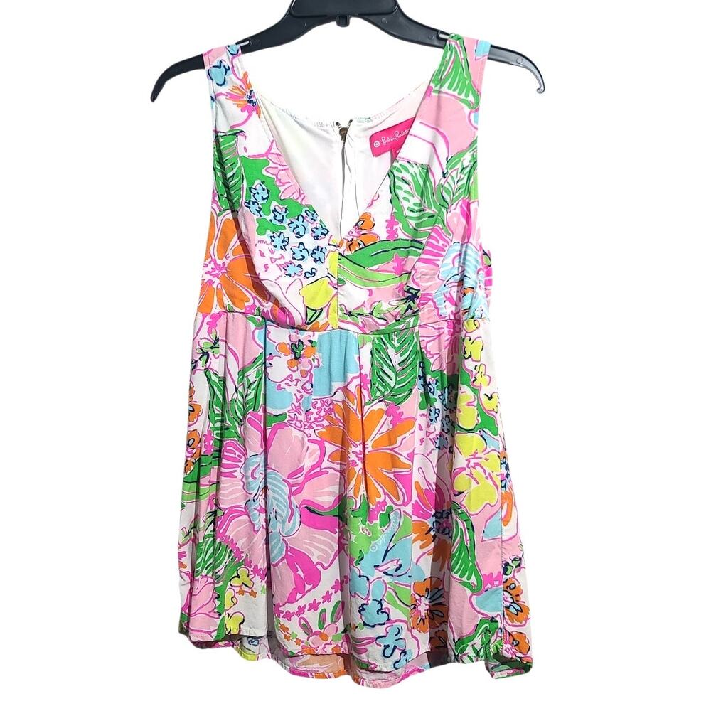 Lilly Pulitzer Target Nosey Posey Floral Babydoll Tank Sleeveless Top Size M